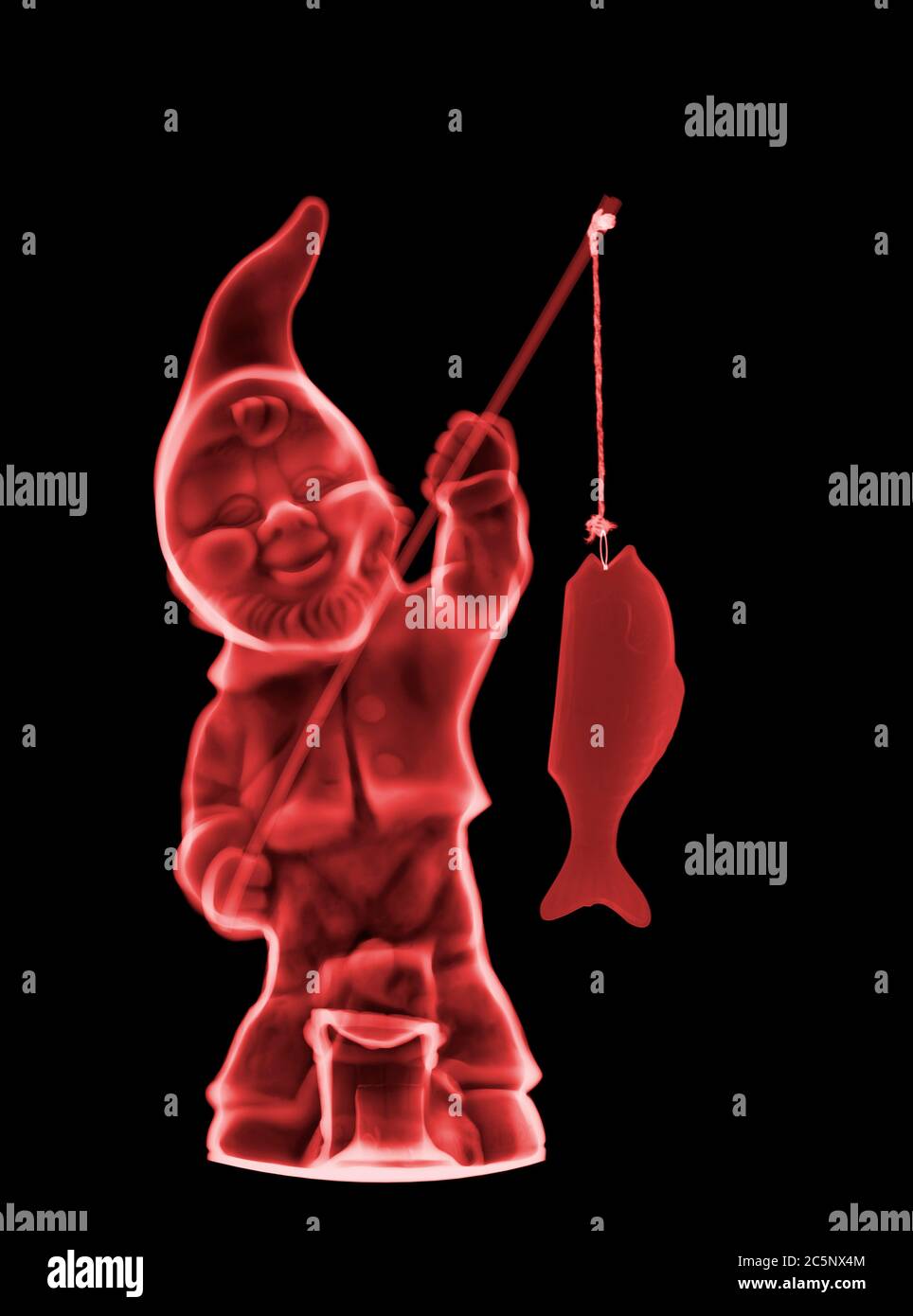Garden gnome, coloured X-ray. Stock Photo