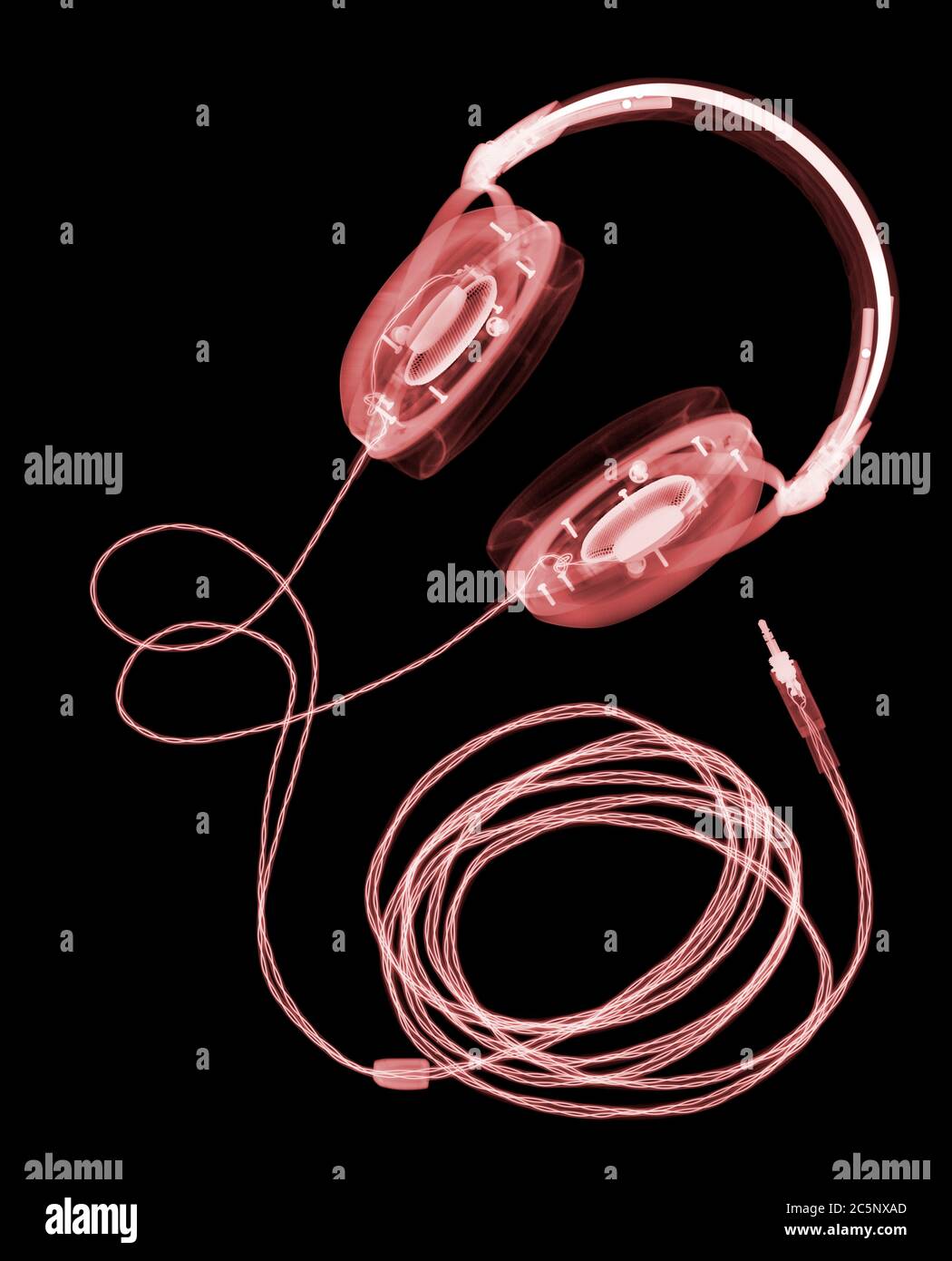 Headphones, coloured X-ray. Stock Photo