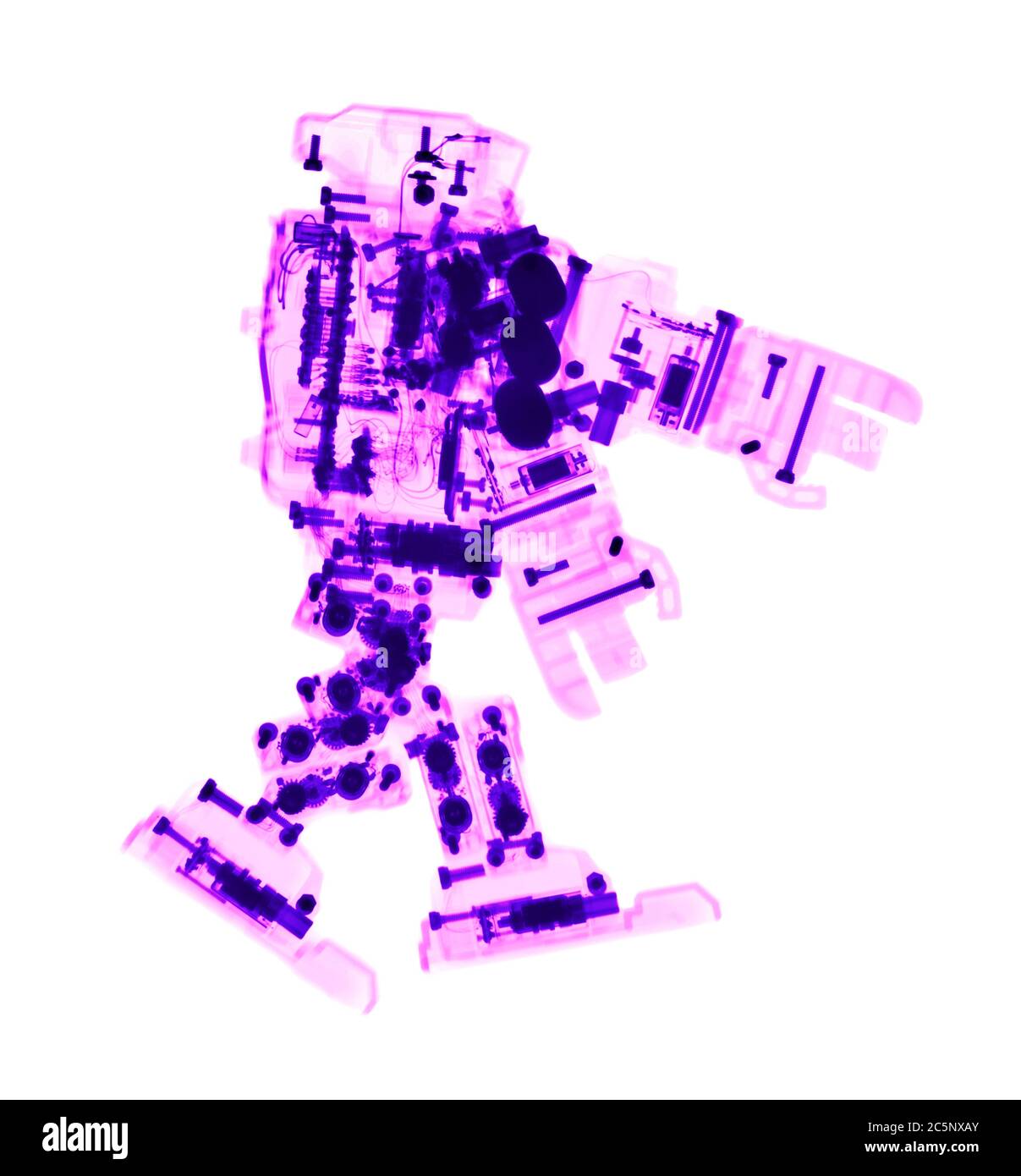 Robot profile, coloured X-ray. Stock Photo