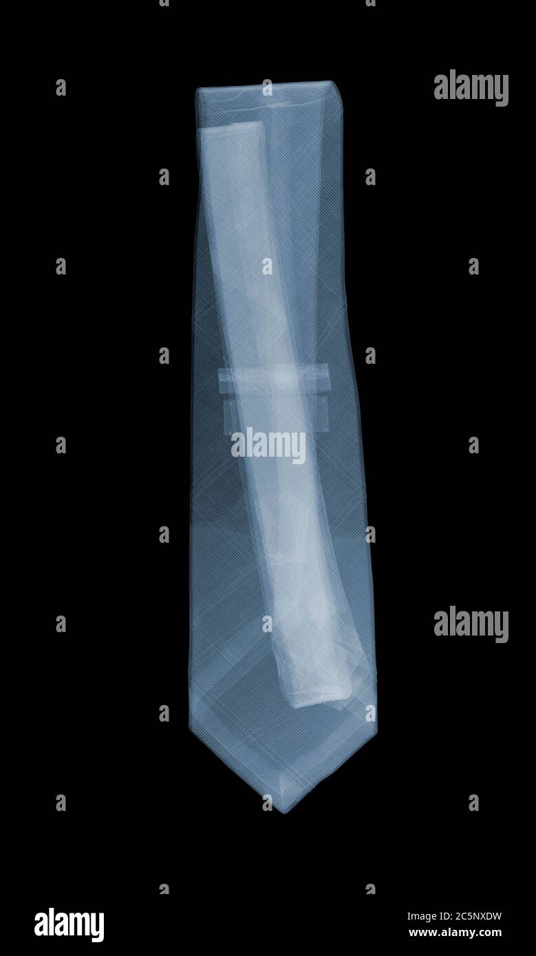 Man's tie, coloured X-ray. Stock Photo