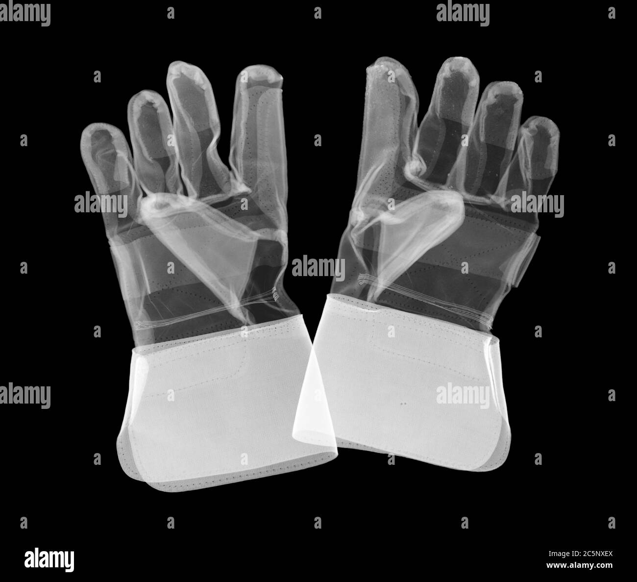 Gauntlet work gloves, X-ray. Stock Photo
