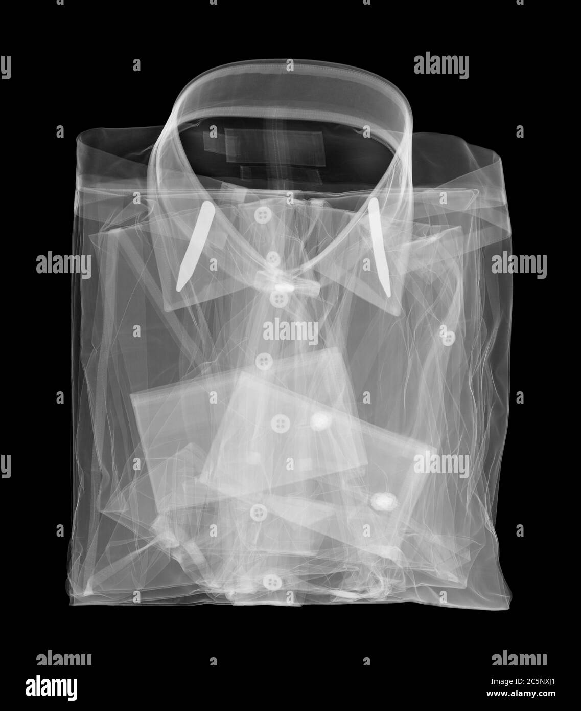 Folded shirt, X-ray. Stock Photo