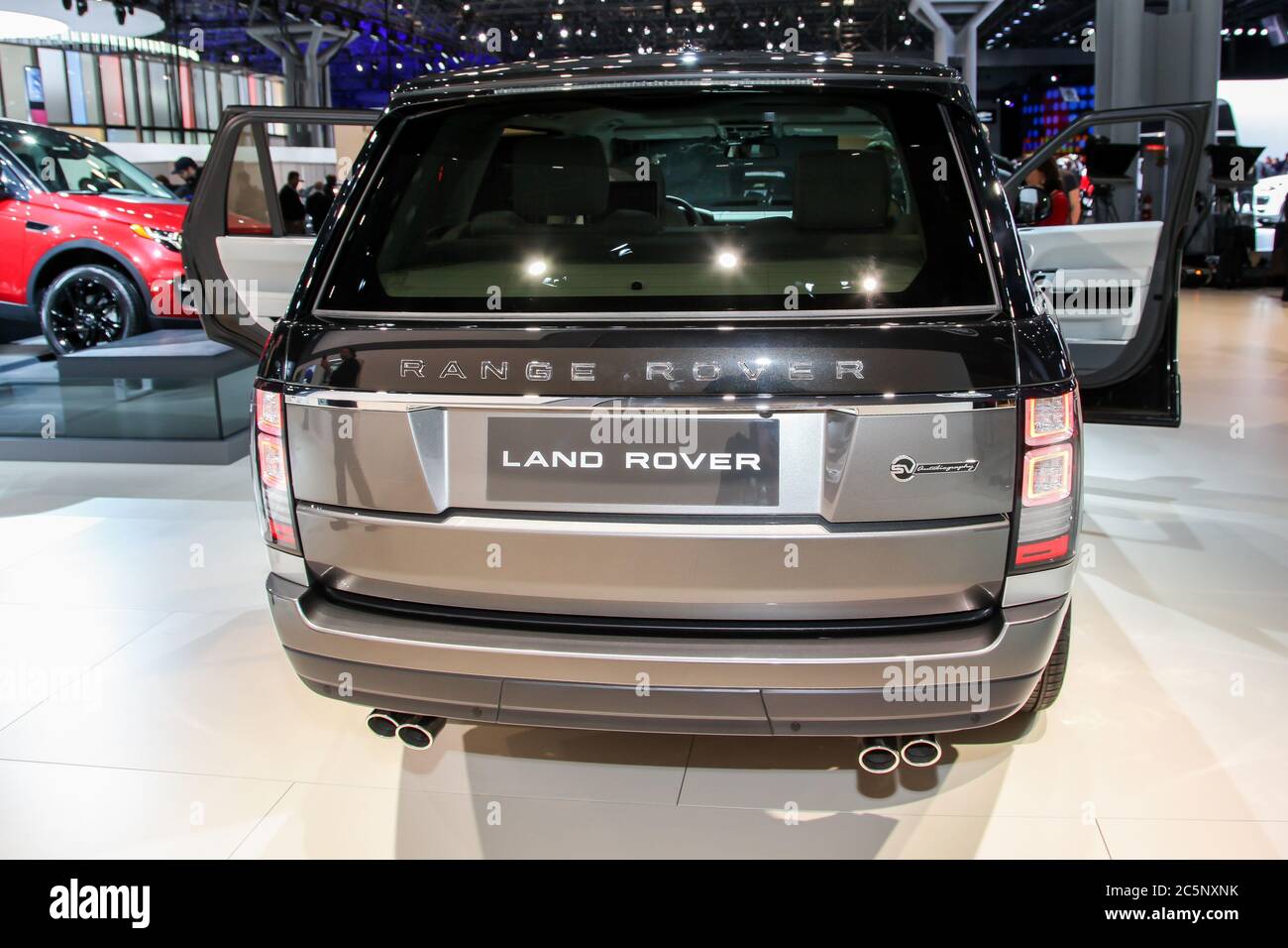NEW YORK, NY - APRIL 1, 2015: Land Rover exhibit Range Rover at the 2015 New York International Auto Show during Press day Stock Photo