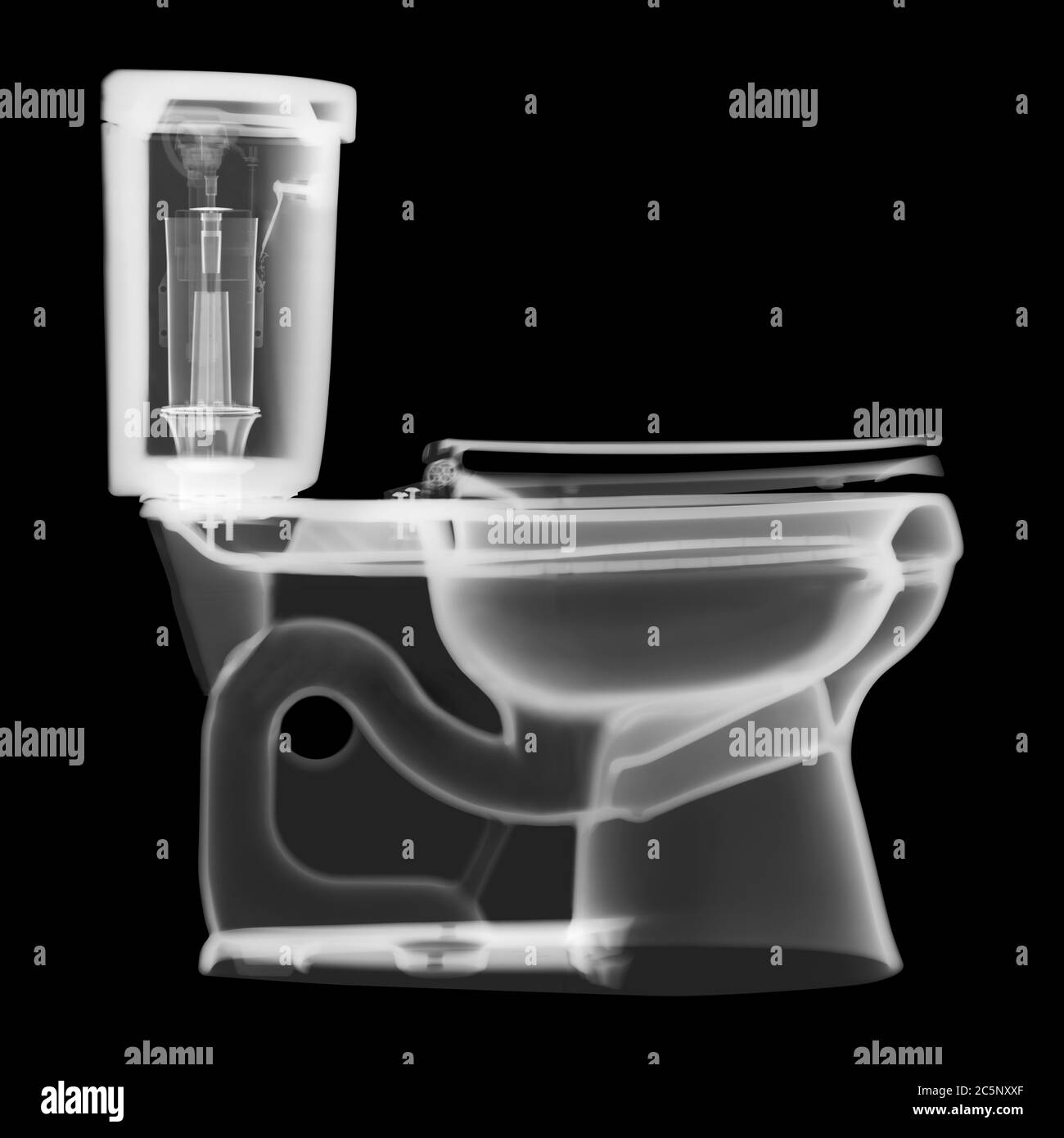 Toilet side profile, X-ray. Stock Photo