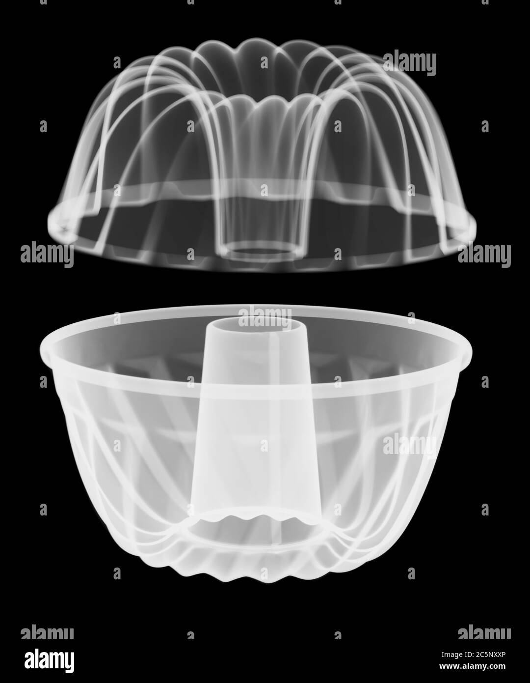 Fluted ring cake tin, X-ray. Stock Photo