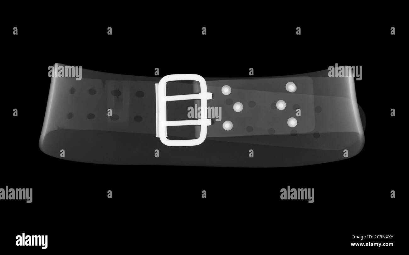 Weightlifters leather belt, X-ray. Stock Photo