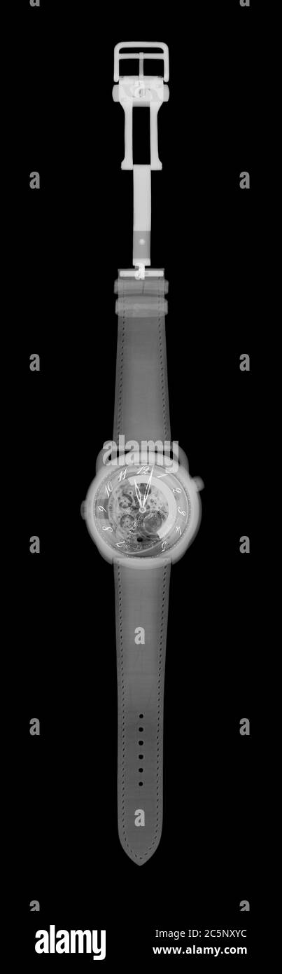 Wrist watch, X-ray. Stock Photo