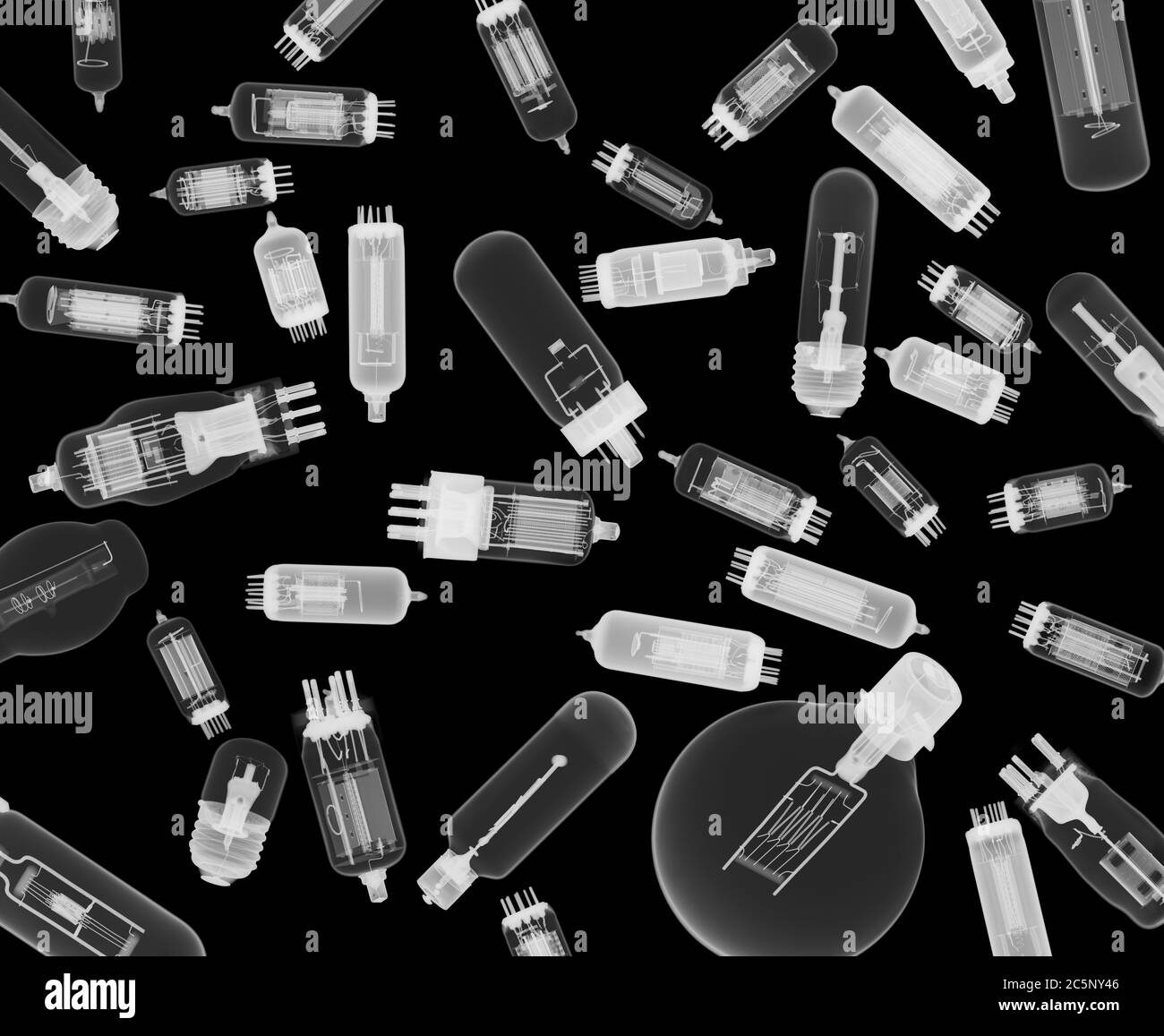 Light bulbs, X-ray. Stock Photo