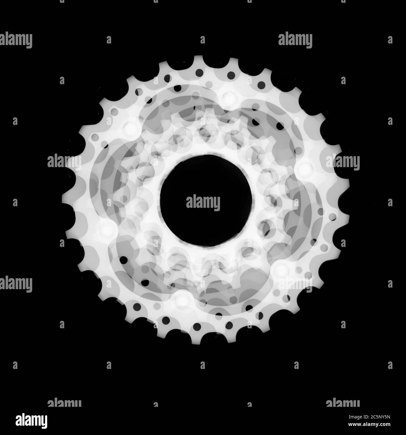 Bicycle gears, X-ray. Stock Photo