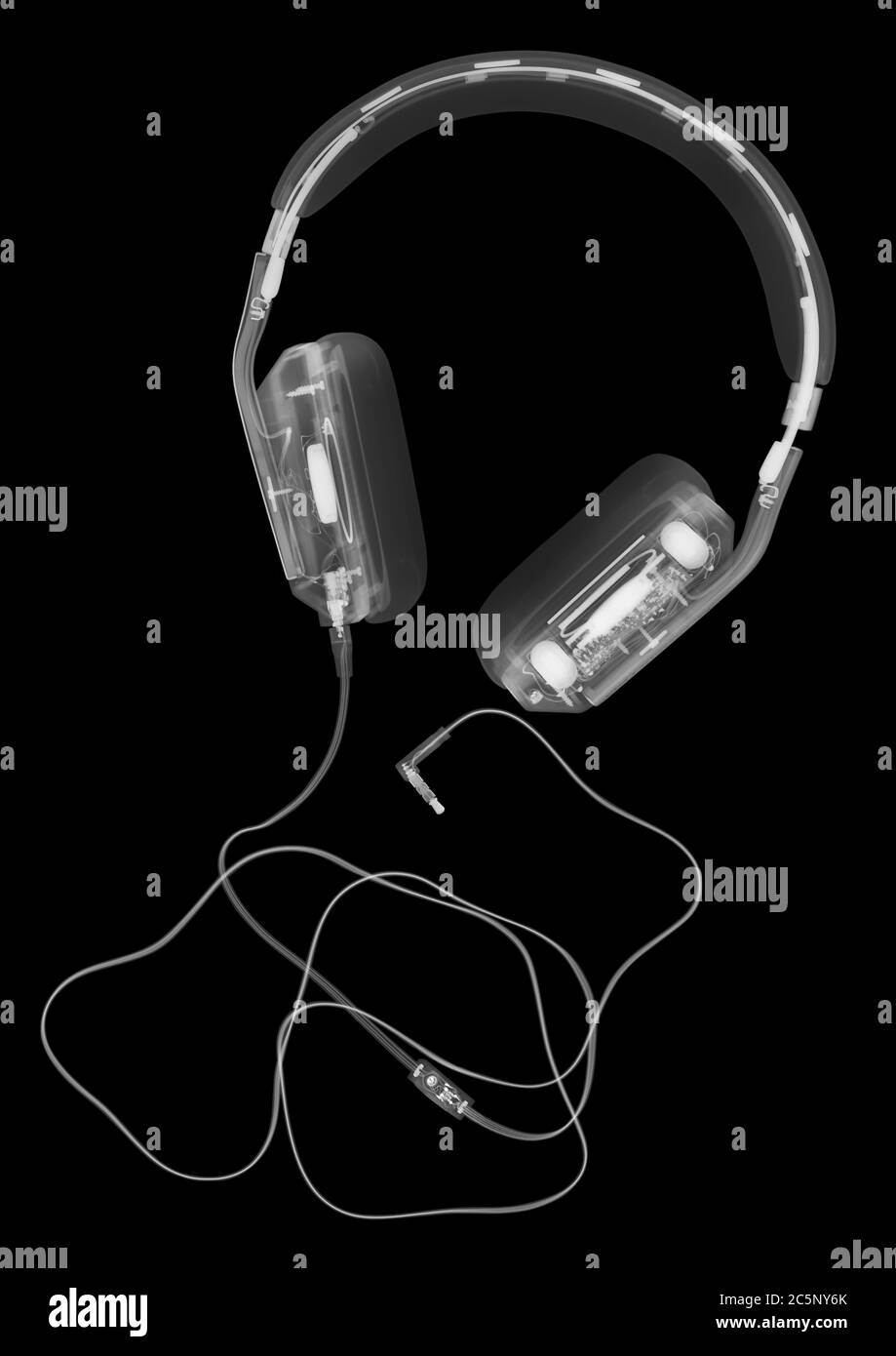 Headphones, X-ray. Stock Photo