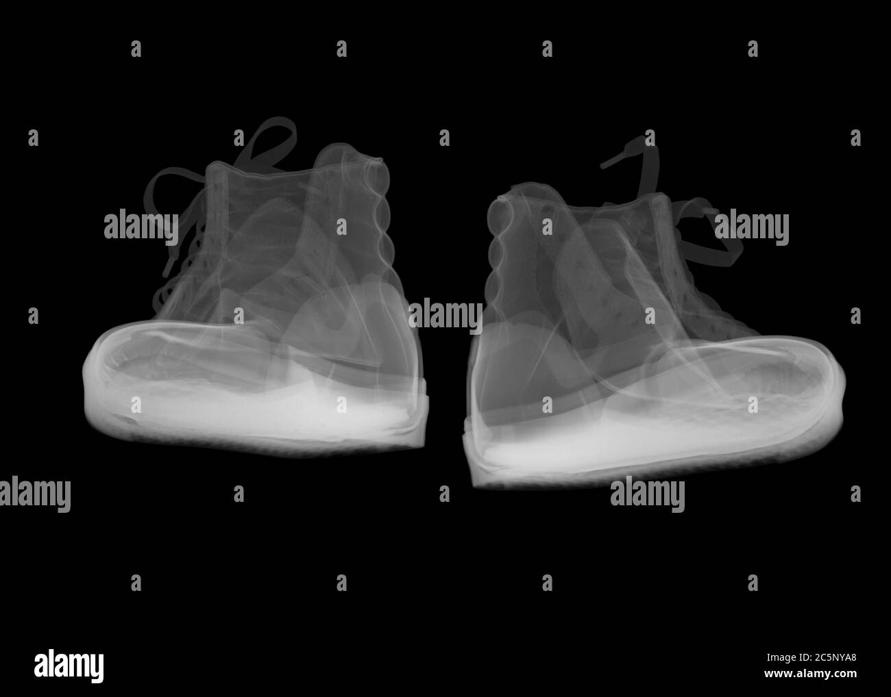 Fashion bumper boots, X-ray. Stock Photo