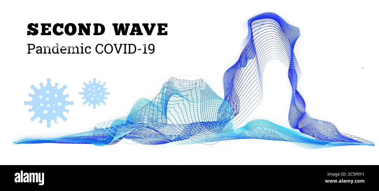 Second wave covid-19. Vector illustration on white Stock Vector
