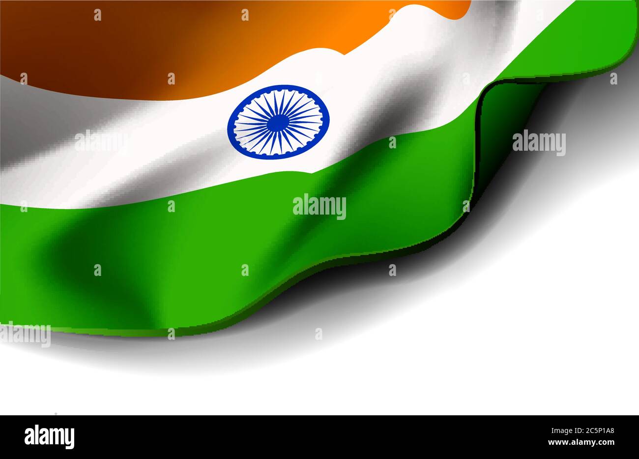 Waving flag of india Vector illustration on white background Stock Vector