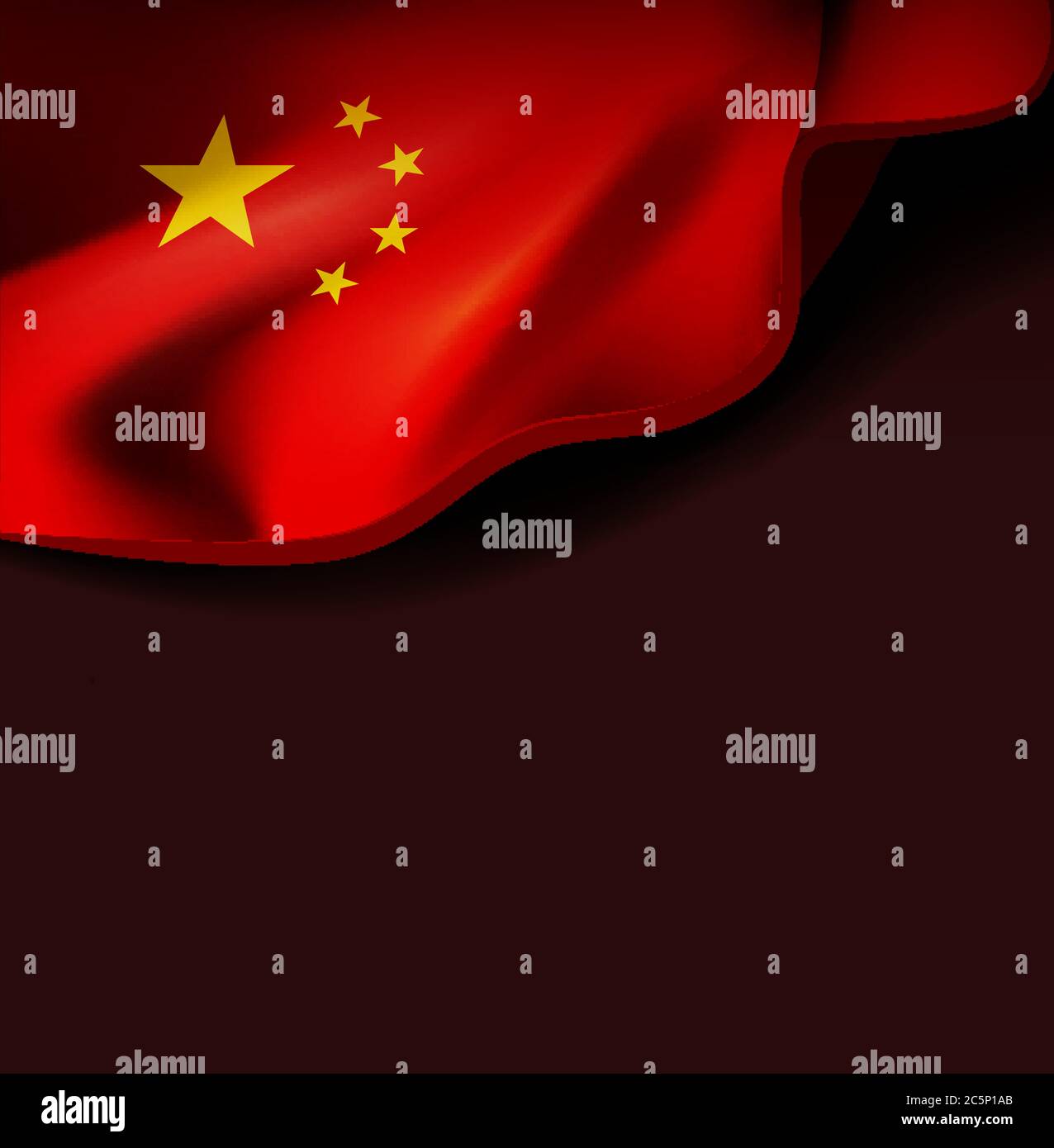 Waving flag of china. Vector illustration on dark background Stock Vector