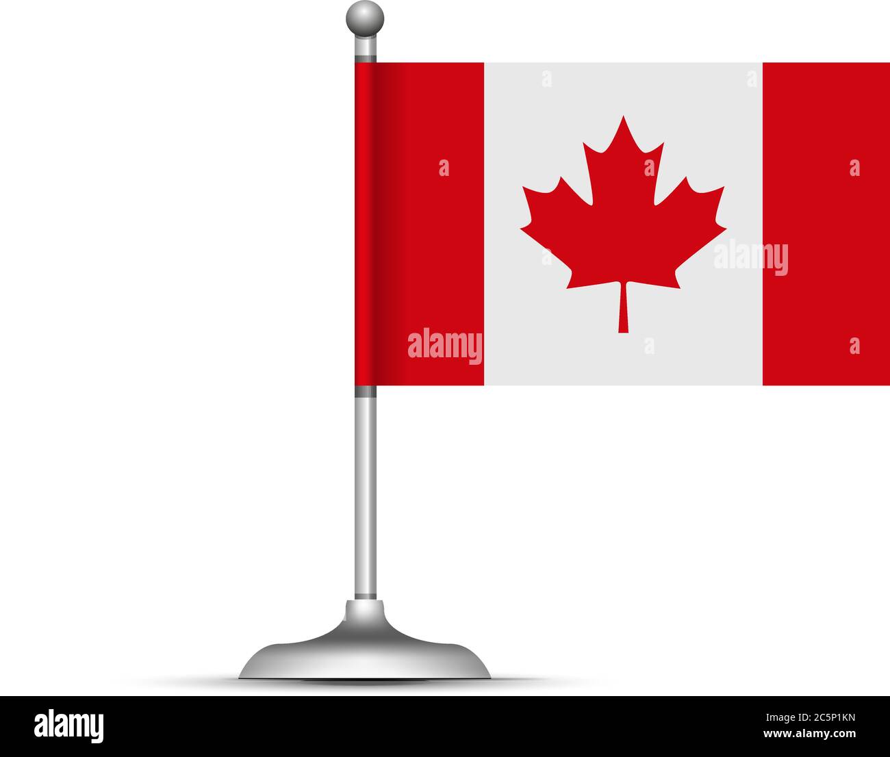 Canadian flag standing on white background. Vector Stock Vector