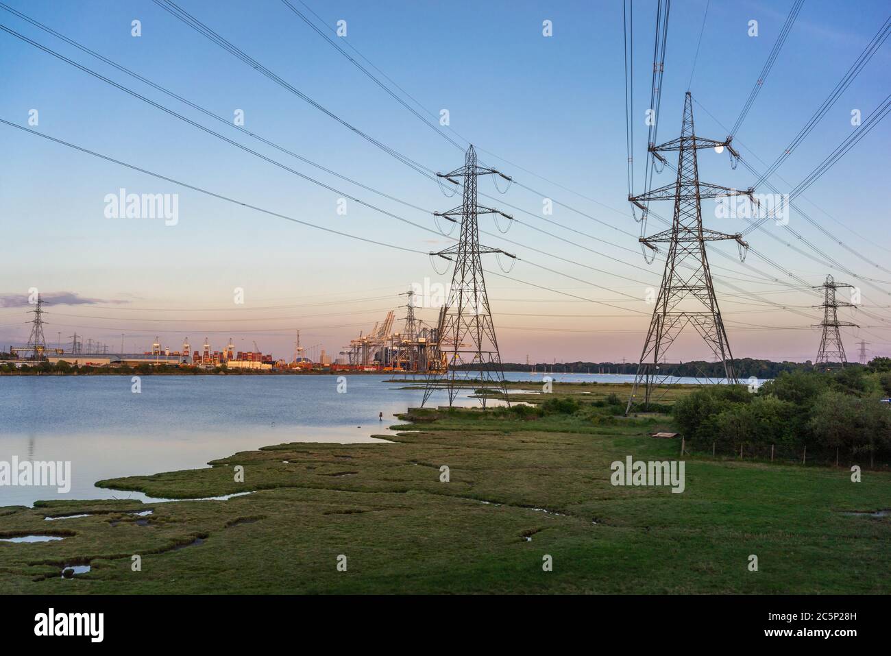 Electricity pylons in water hires stock photography and images Alamy