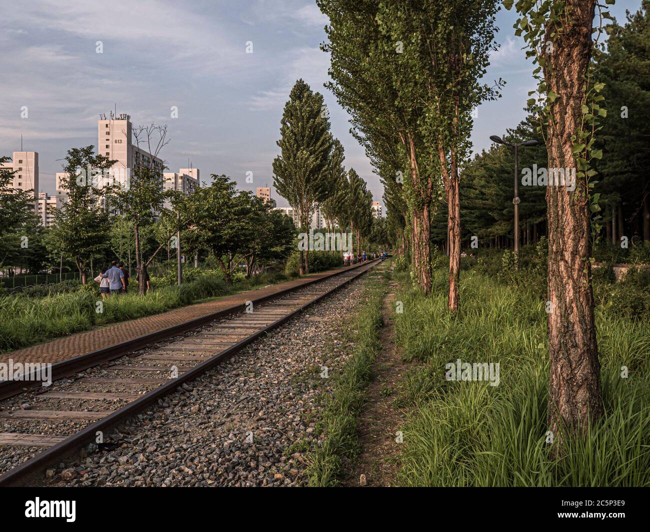 Train road with an apartment Stock Photo Alamy