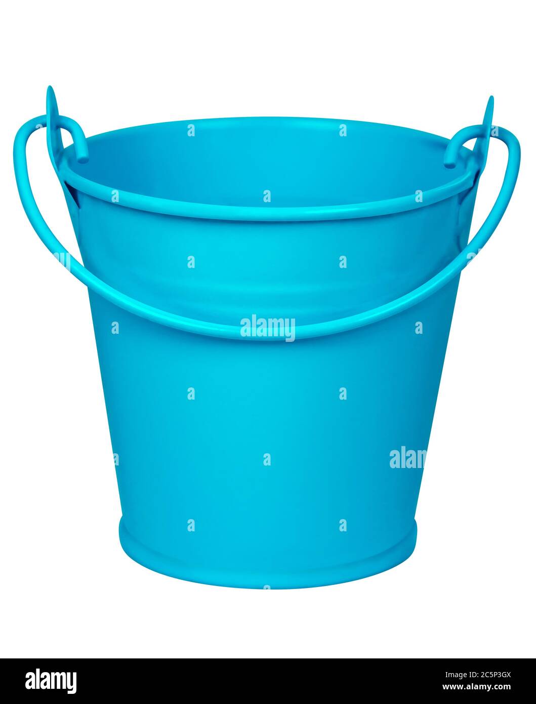 Empty blue bucket isolated on white. Clipping path included Stock Photo