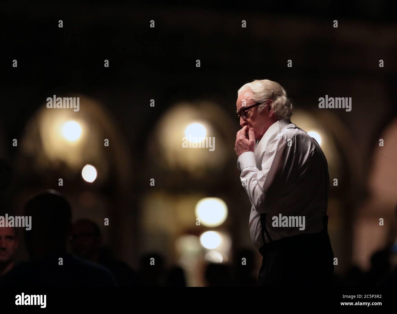 VENICE, ITALY 01 JULY 2014: Michael Caine during the recording of the movie 'Youth' in Venice, Italy Stock Photo