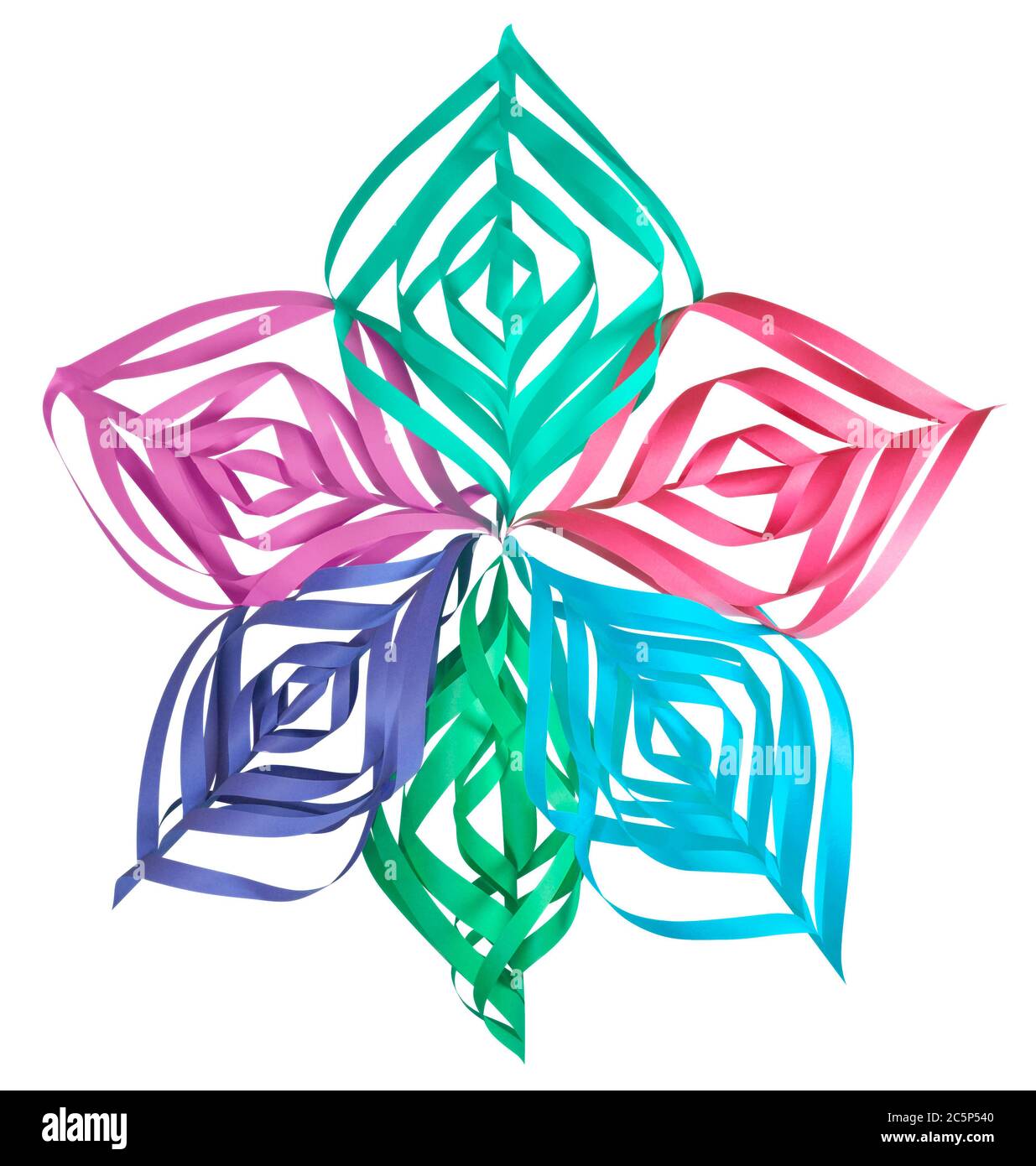 Christmas colorful paper snowflake isolated on a white background ...