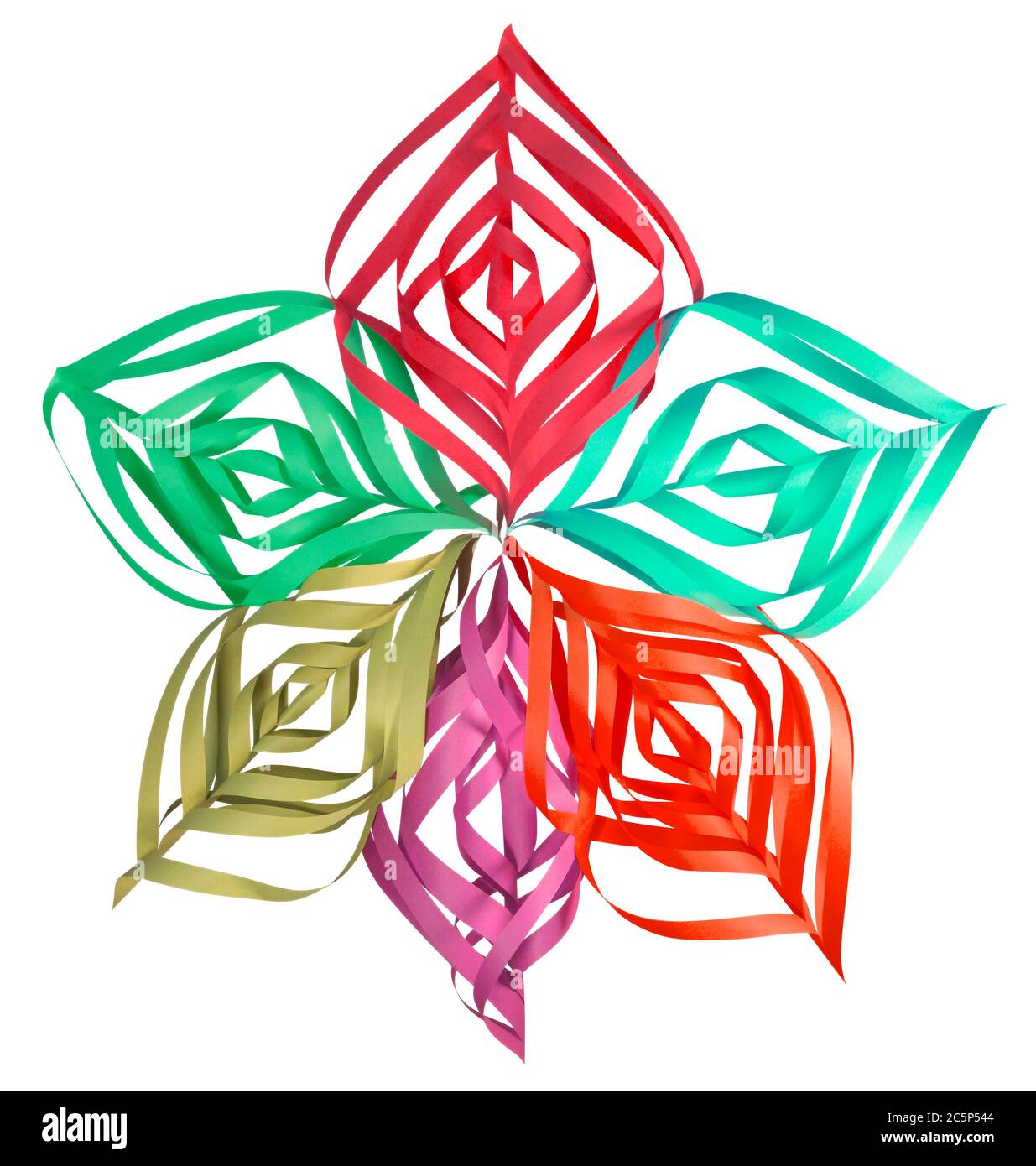 Christmas colorful paper snowflake isolated on a white background ...
