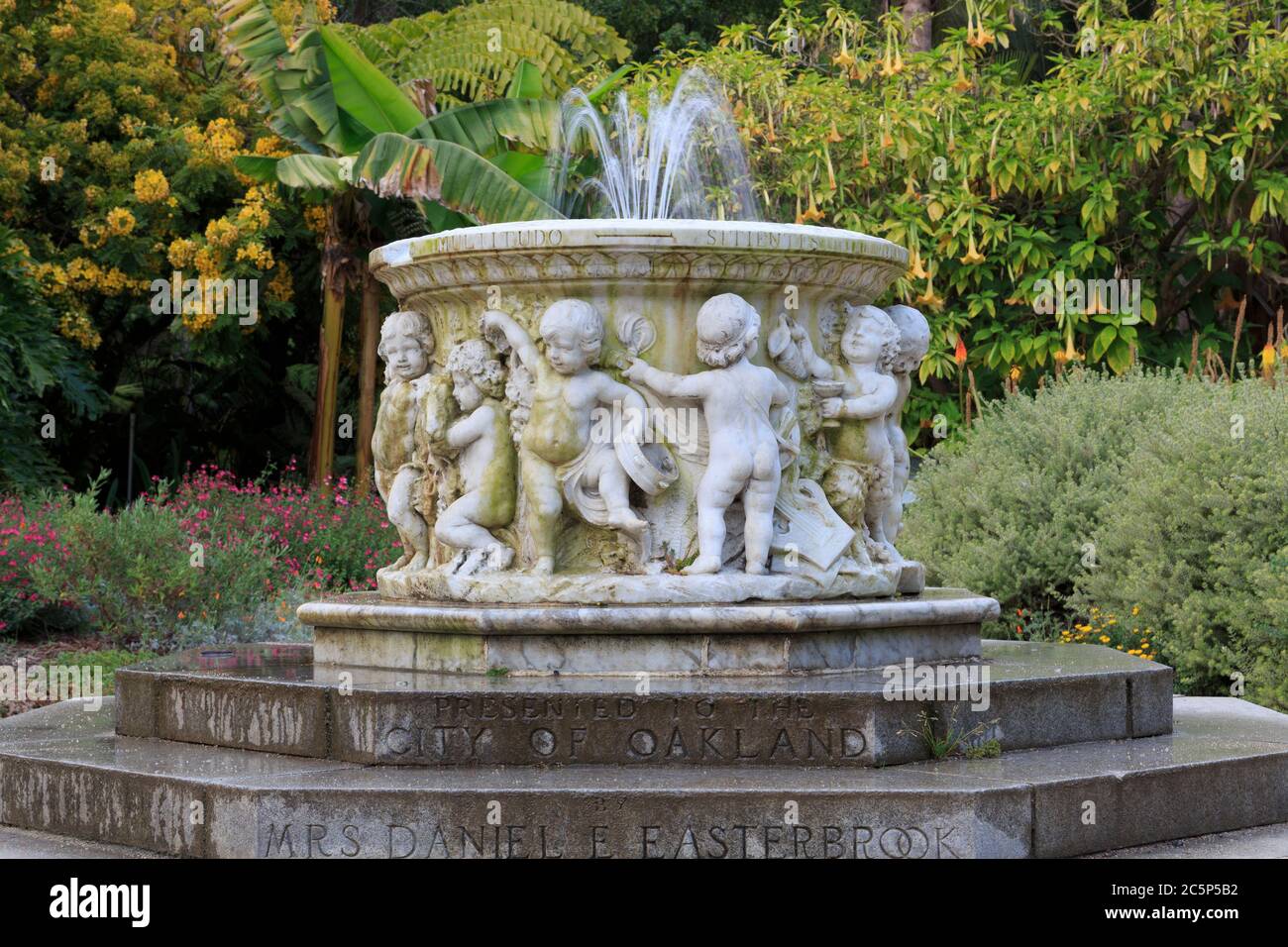 Fountain in the Gardens on Lake Merritt,Oakland,California,USA Stock