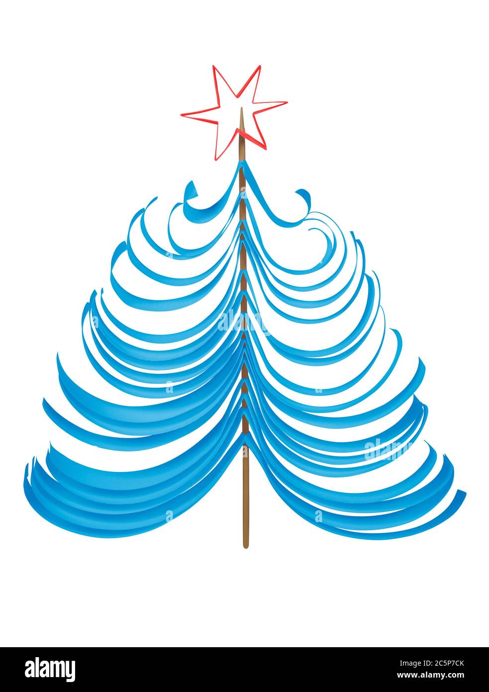 Blue Christmas tree made of paper isolated on white. Clipping path ...
