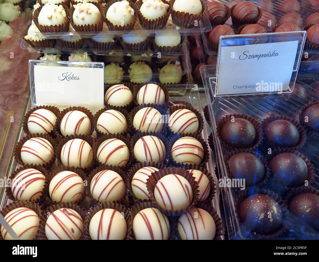 Wedel Chocolate Cafe is an old and famous café in Warsaw, very well known for its chocolate tradition, as they are also manufacturers. Stock Photo