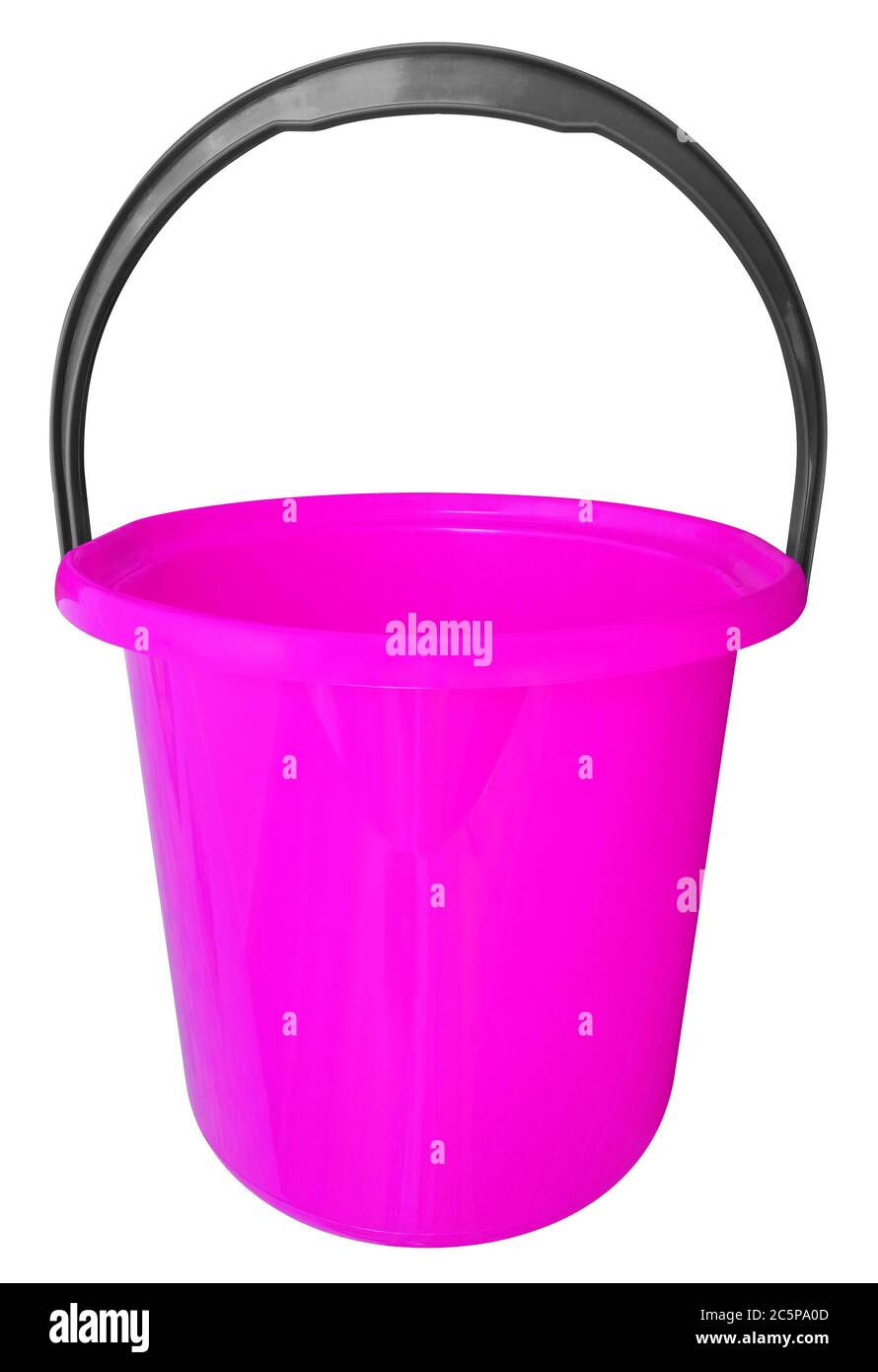 Violet plastic bucket isolated on white background with Clipping path Stock Photo