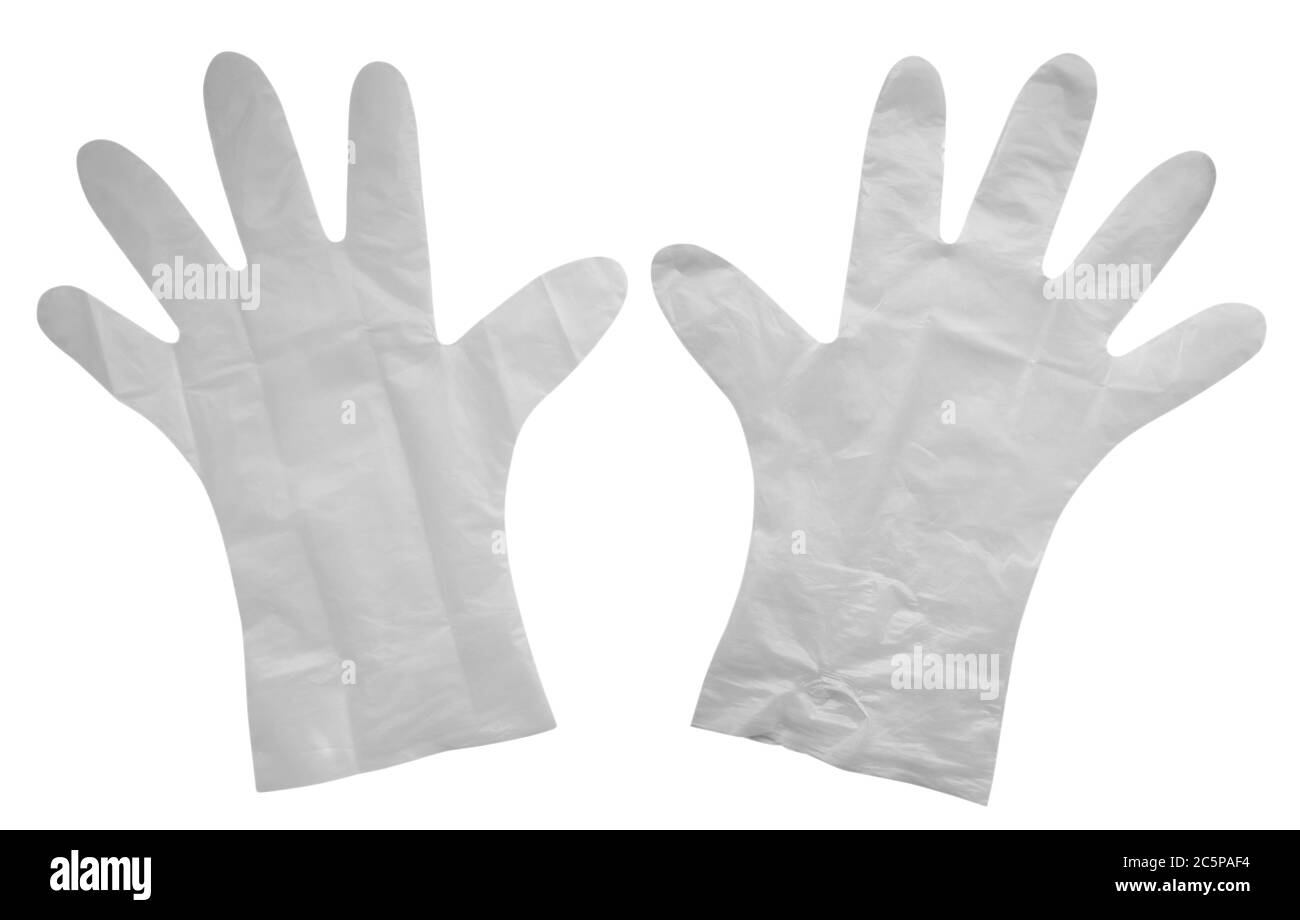 Disposable plastic gloves isolated on white. Clipping path included. Stock Photo