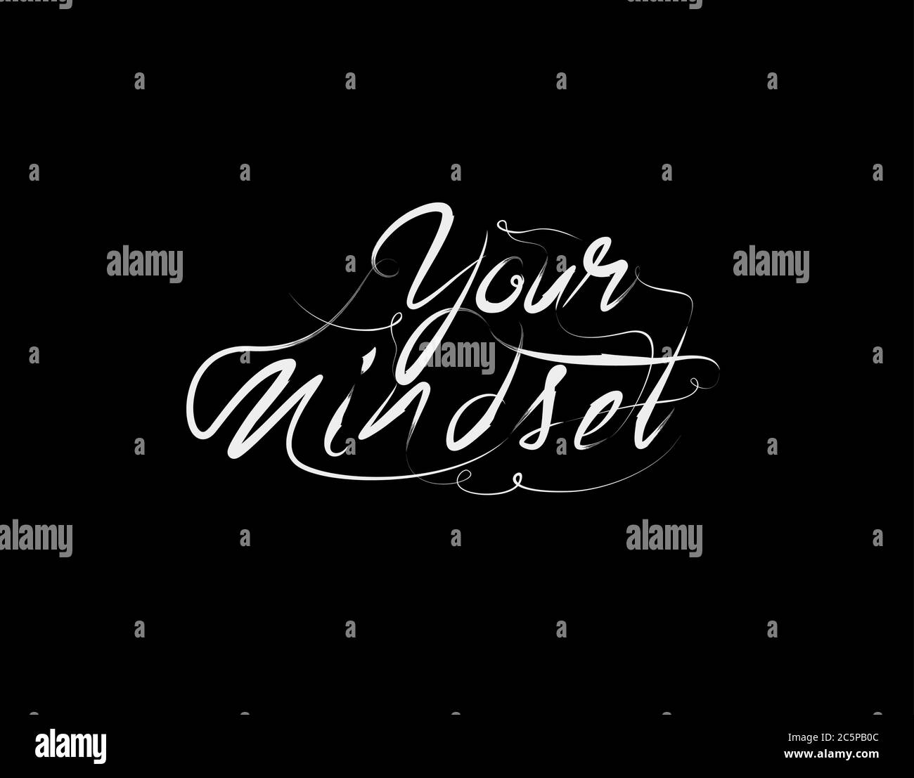 Your Mindset Lettering Text on Black background in vector illustration