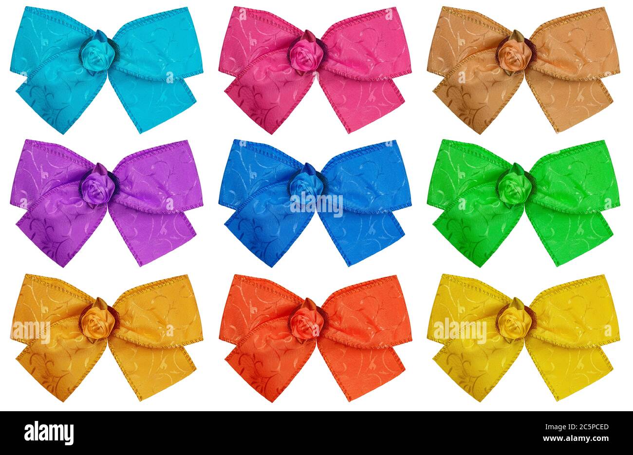 Colorful silk bows isolated on white background Stock Photo - Alamy