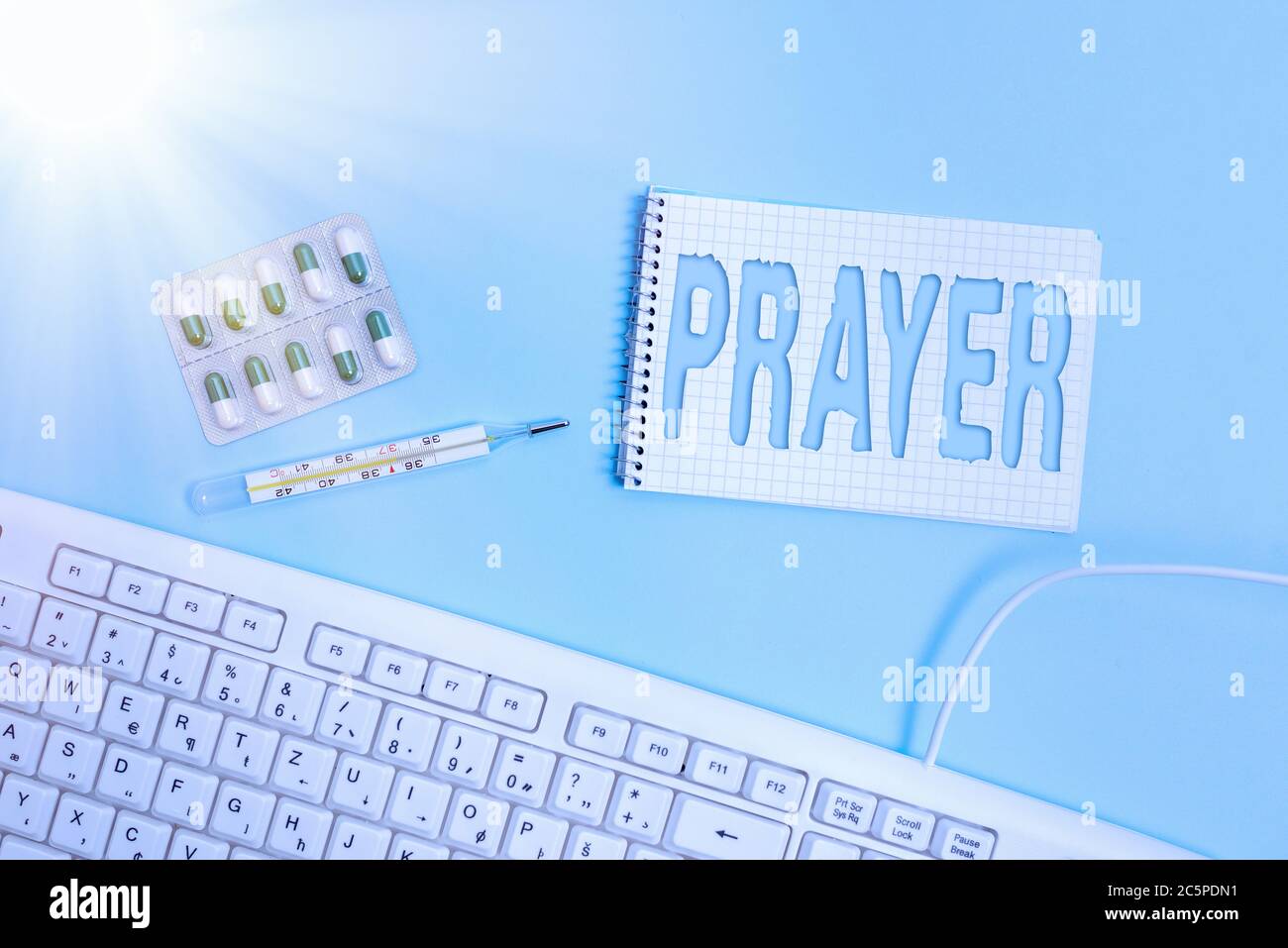 Conceptual hand writing showing Prayer. Concept meaning solemn request