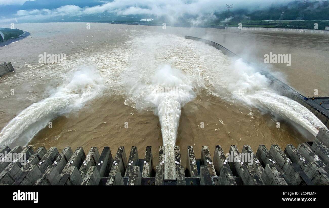 Yuncheng, China. 02nd July, 2020. The Yellow River Sanmenxia Reservoir opens for flood discharge and sediment ejection in Yuncheng, Shanxi, China on 02th July, 2020.(Photo by TPG/cnsphotos) (Photo by Top Photo/Sipa USA) Credit: Sipa USA/Alamy Live News Stock Photo