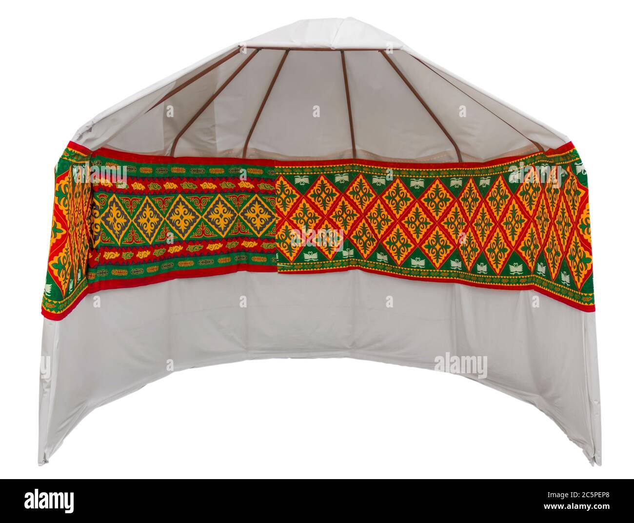 Nomad's yurt tent is the national dwelling of Kazakhstan. Clipping path included. Stock Photo