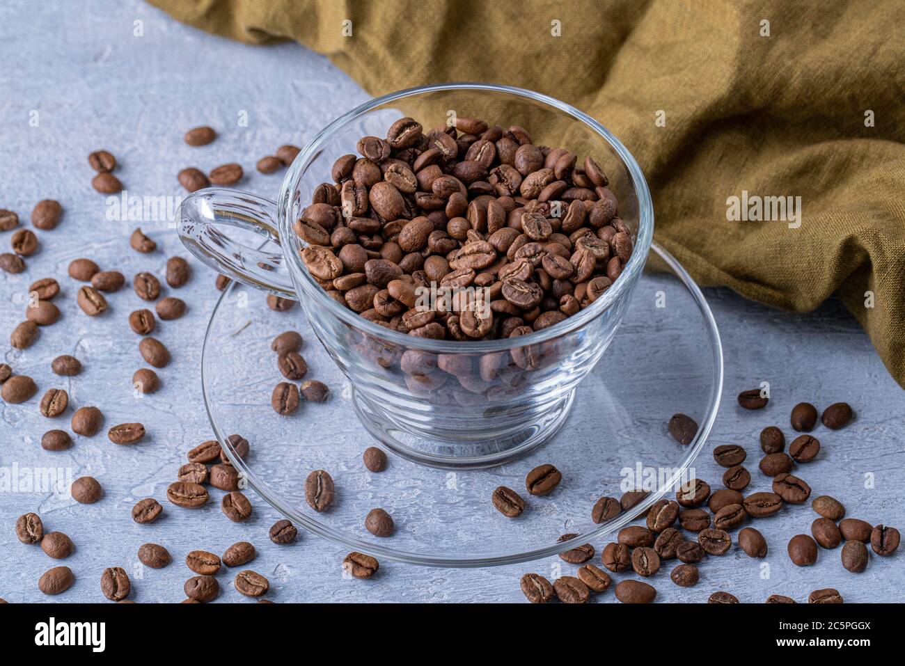 hole coffee beans in a cup Stock Photo