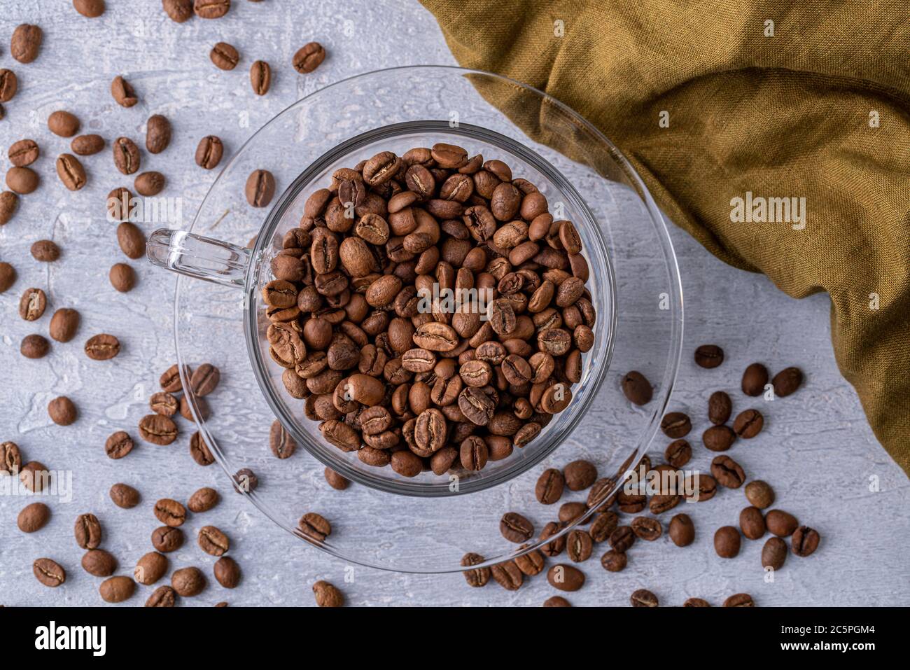 hole coffee beans in a cup Stock Photo
