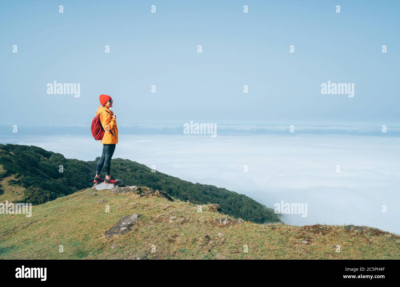 orange hiking jacket