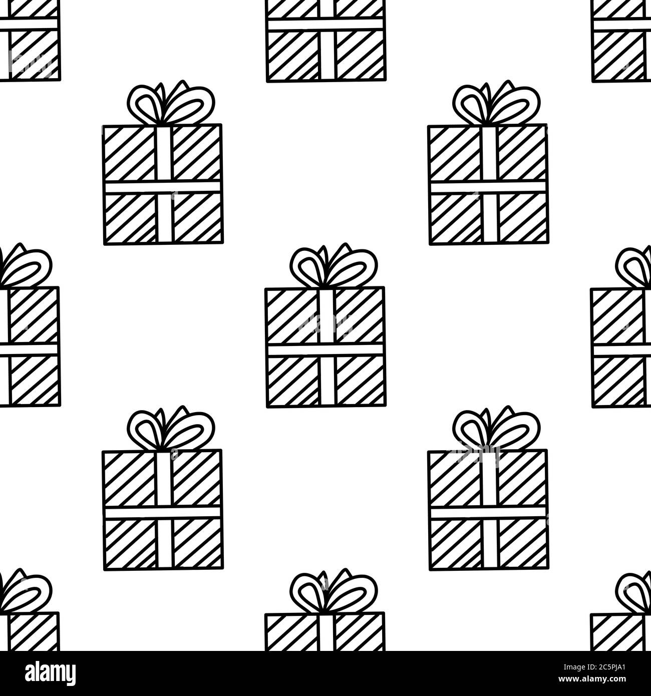 Seamless pattern made from doodle gift boxes with bow. Isolated on ...