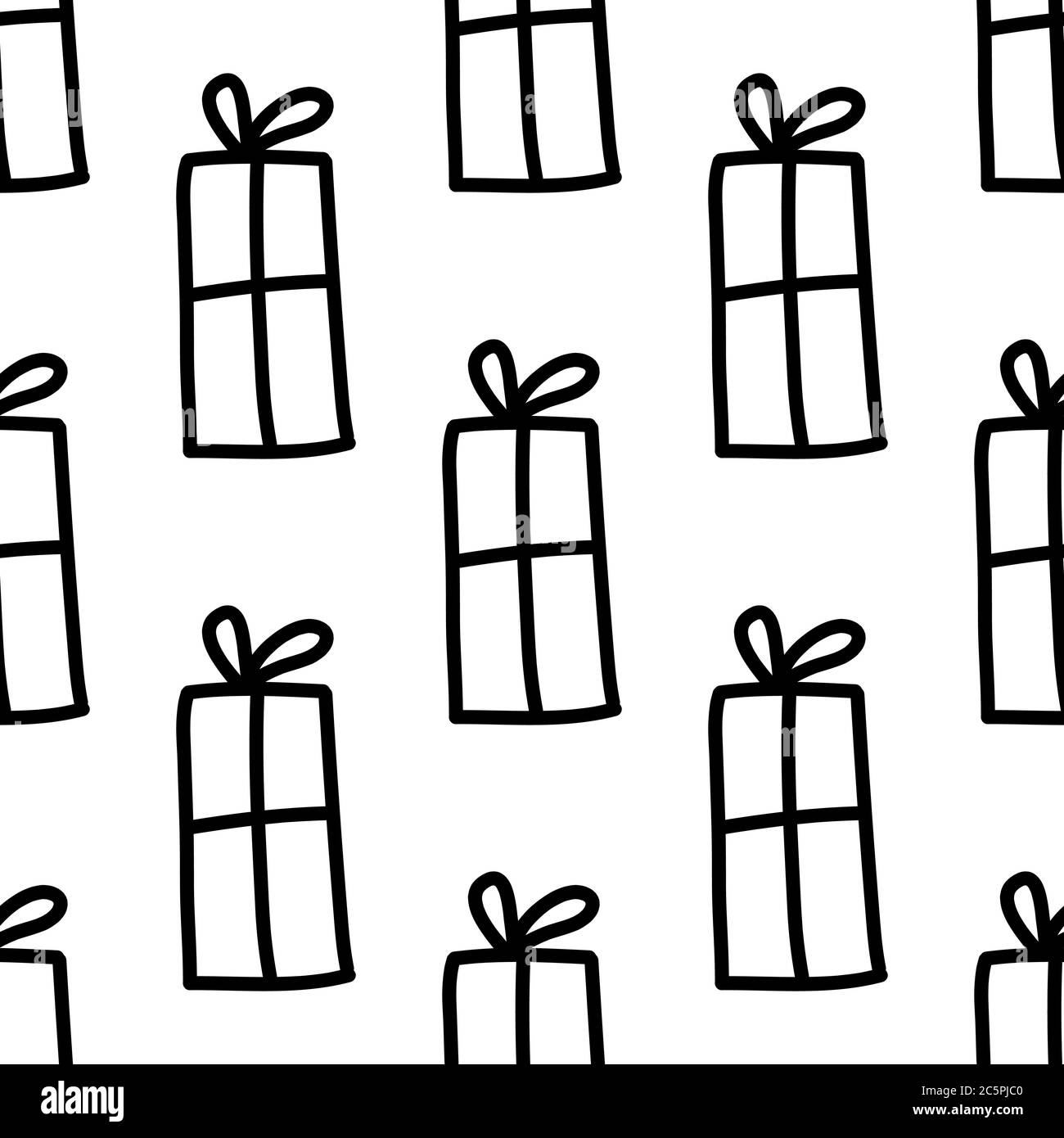 Seamless pattern made from doodle gift boxes with bow. Isolated on ...