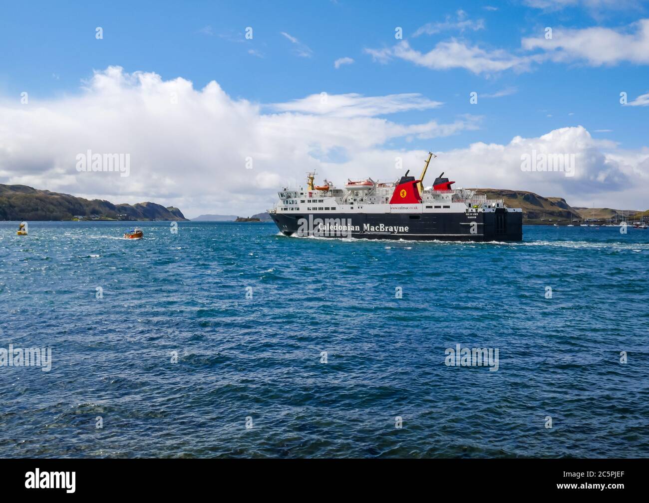 Caledonian MacBrayne ferry crossing to Isle of Mull, Sound of Mull, Inner Hebrides, Scotland, UK Stock Photo