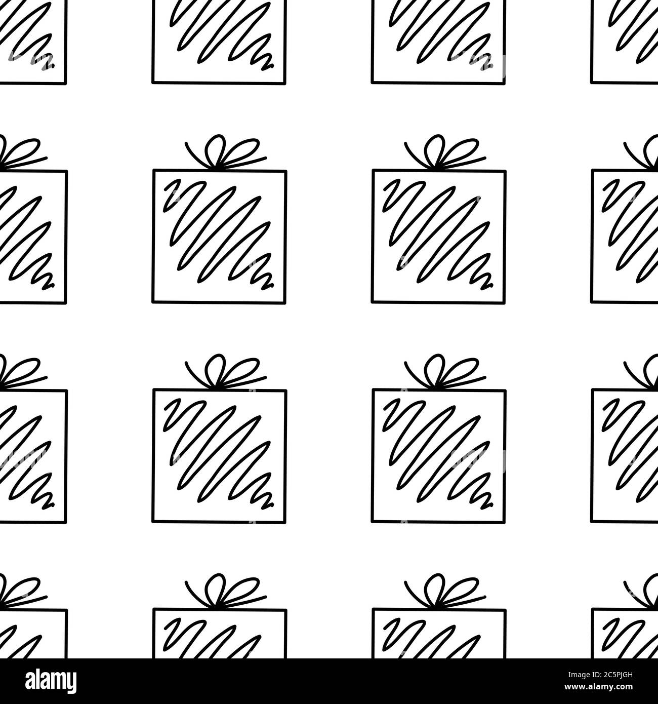 Seamless pattern made from doodle gift boxes with bow. Isolated on ...