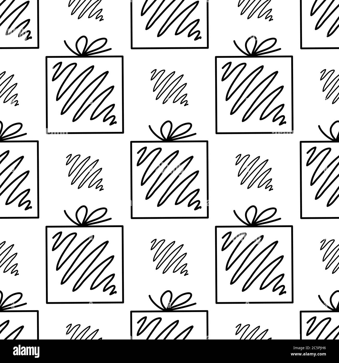 Seamless pattern made from doodle gift boxes with bow. Isolated on ...
