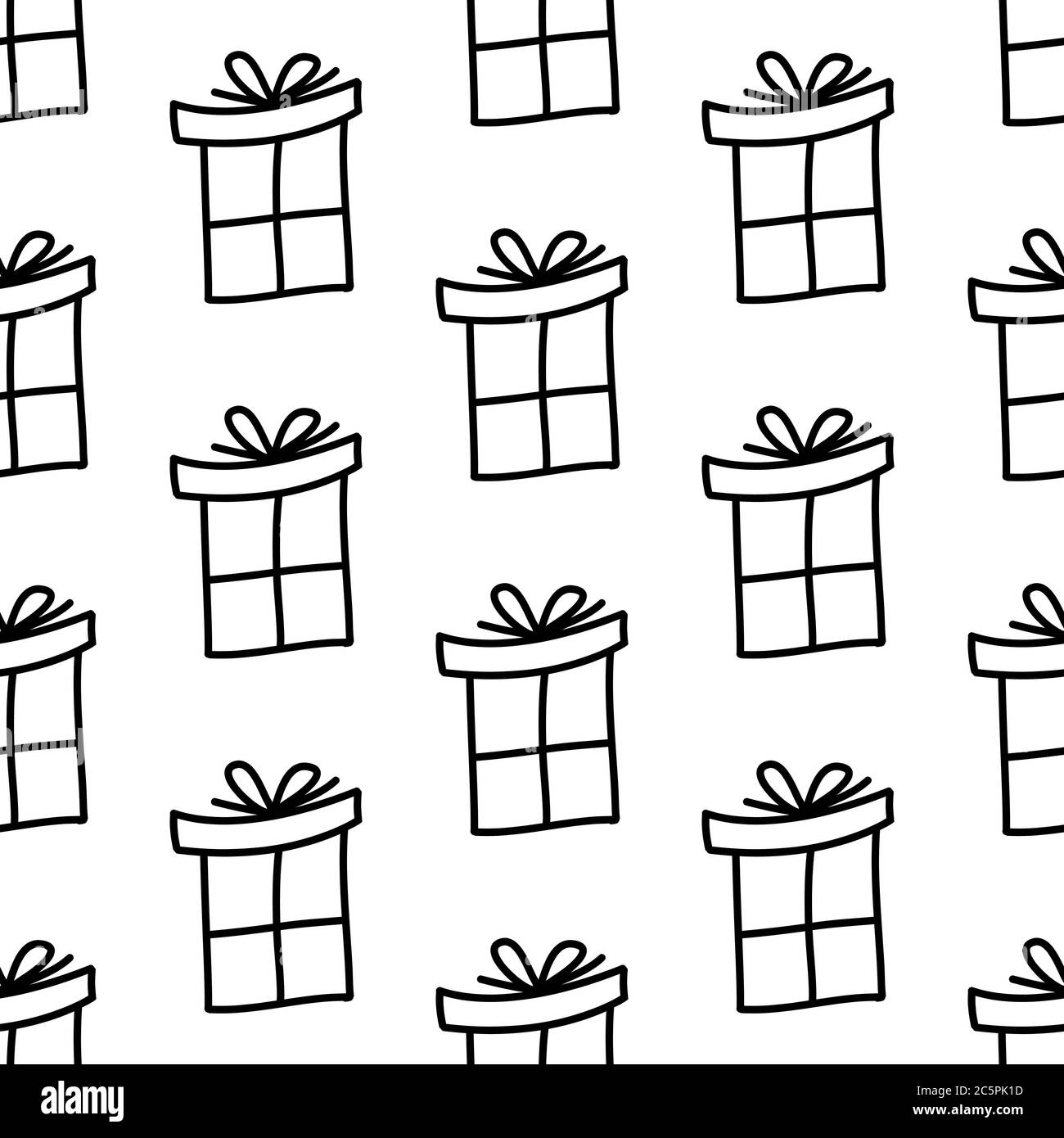 Seamless pattern made from doodle gift boxes with bow. Isolated on ...