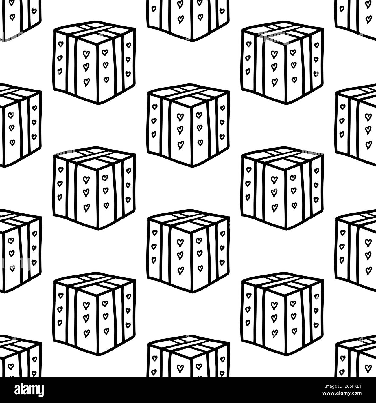 Seamless pattern made from doodle gift boxes with bow. Isolated on ...