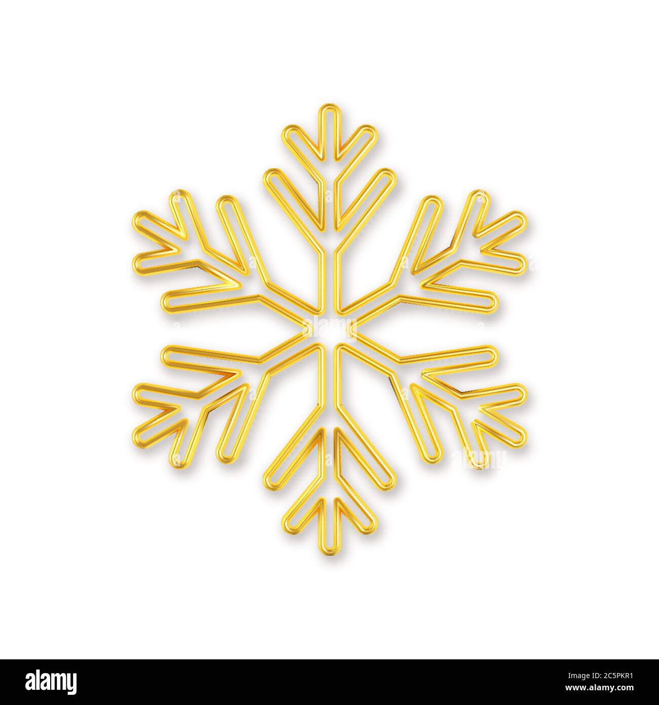3D Realistic golden snowflake with on white background. Stock Vector