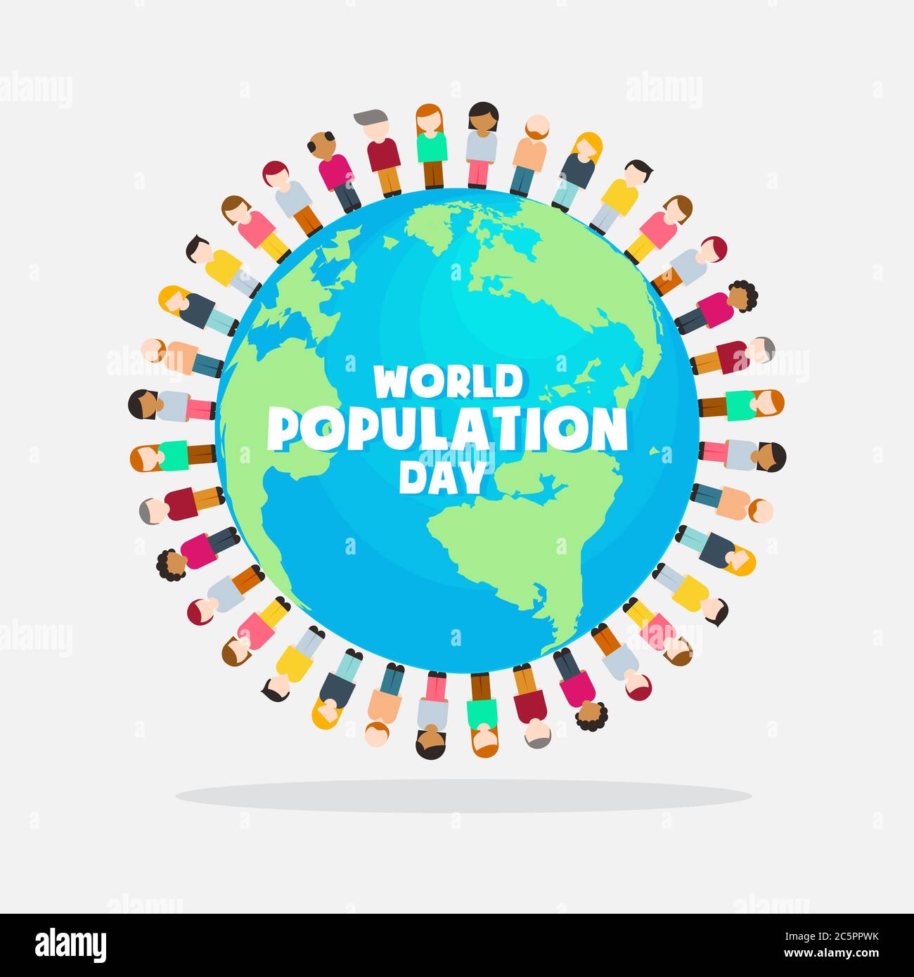 World Population Day, Earth globe, people, infographics poster, vector illustration Stock Vector