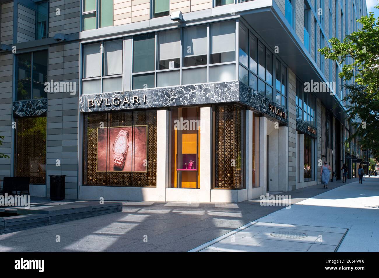 Washington, D.C. / USA - July 04 2020: Sign at the entrance of Bulgari at CityCenterDC mall in Washington. Stock Photo