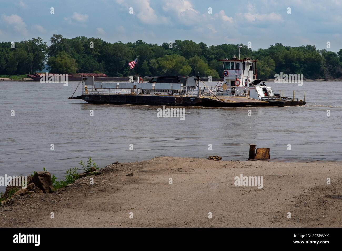 Saint Genevieve, MOJuly 3, 2020; Mississippi River crossing ferry