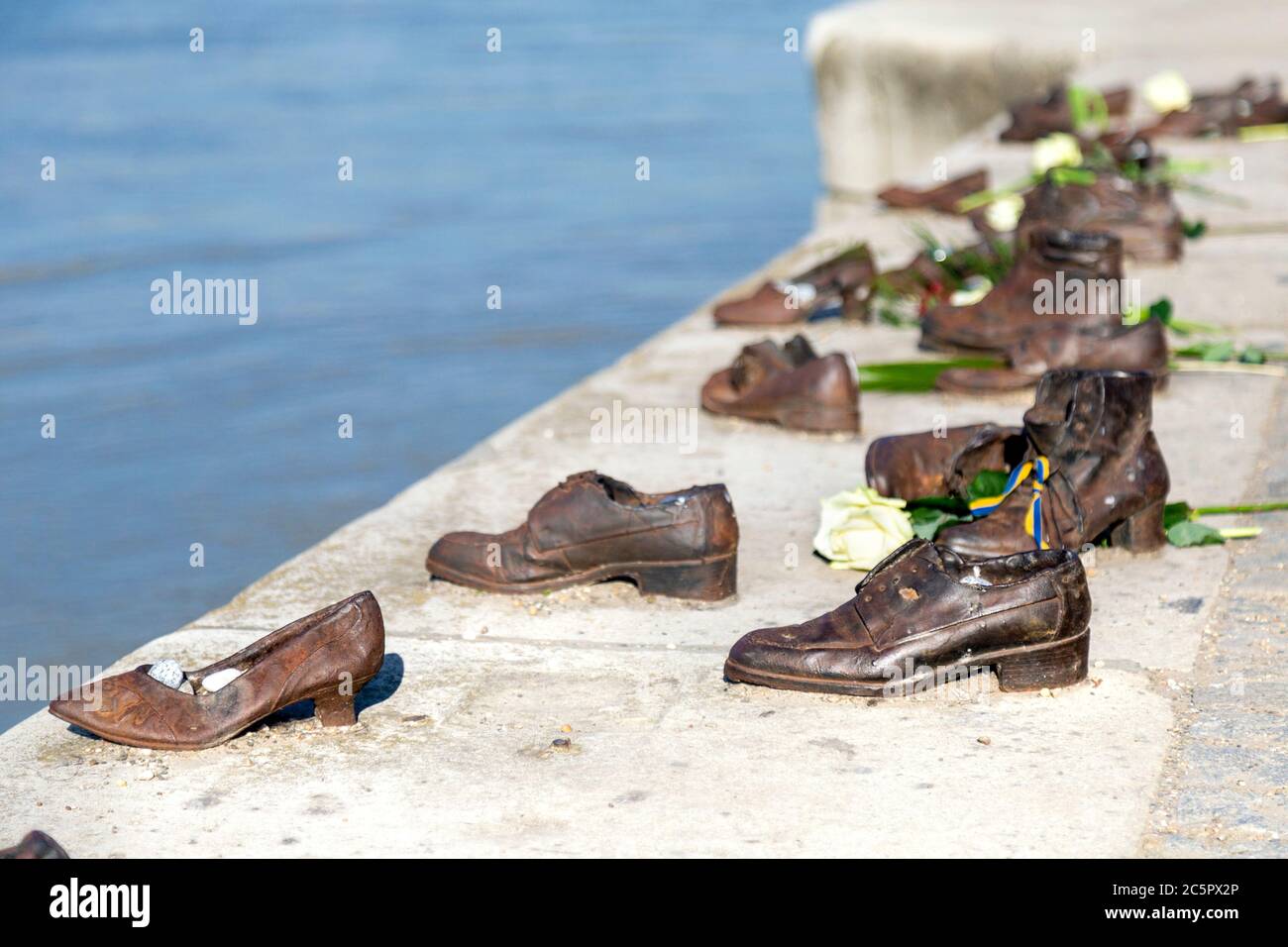 Shoes on the Danube Bank memorial bu Gyula Pauer, Budapest, Hungary Stock Photo